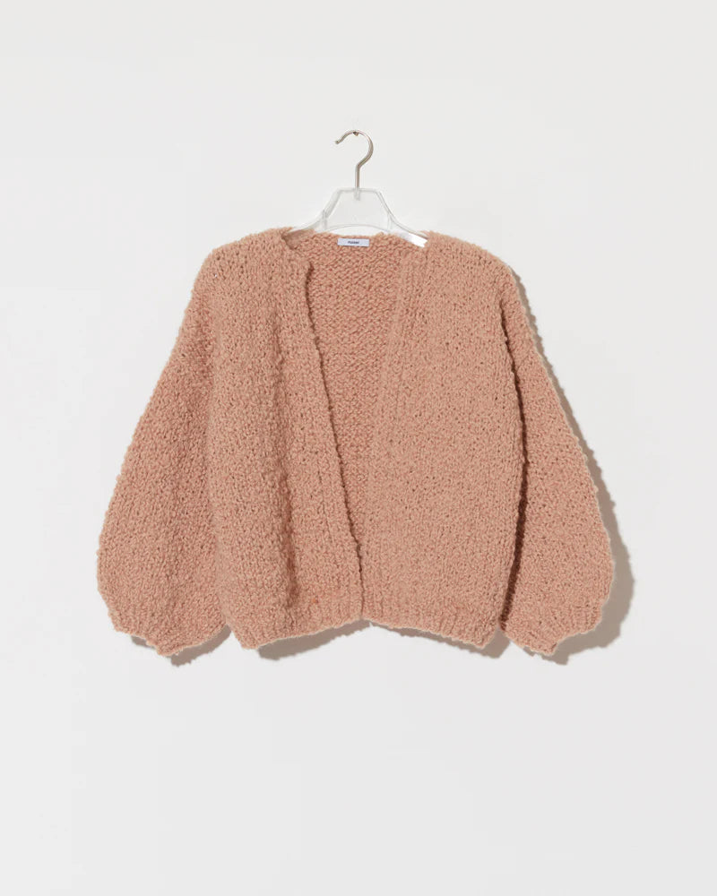 Alpaca Boucle Short Sleeve Cardigan | Rugby Tan