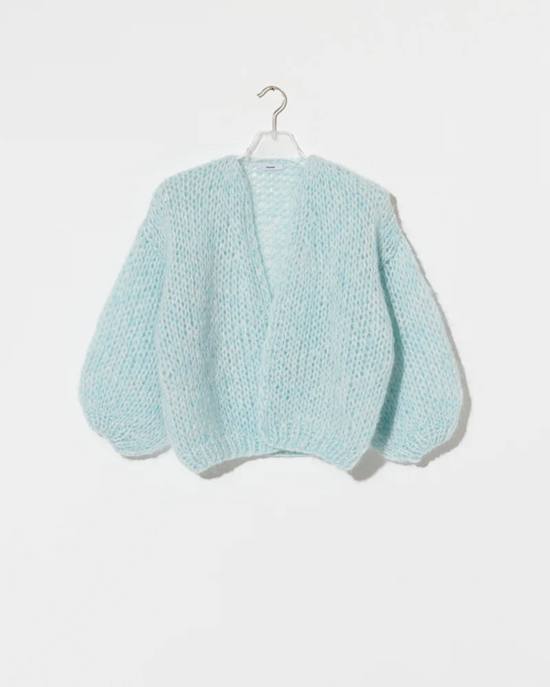 Mohair Bomber Cardigan | Light Blue Melange