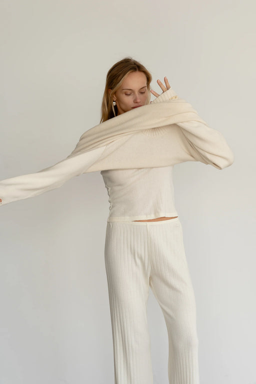 The Pointelle Simple Crop Pant | Cream