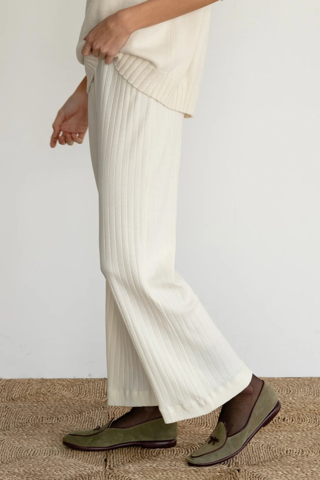 The Pointelle Simple Crop Pant | Cream