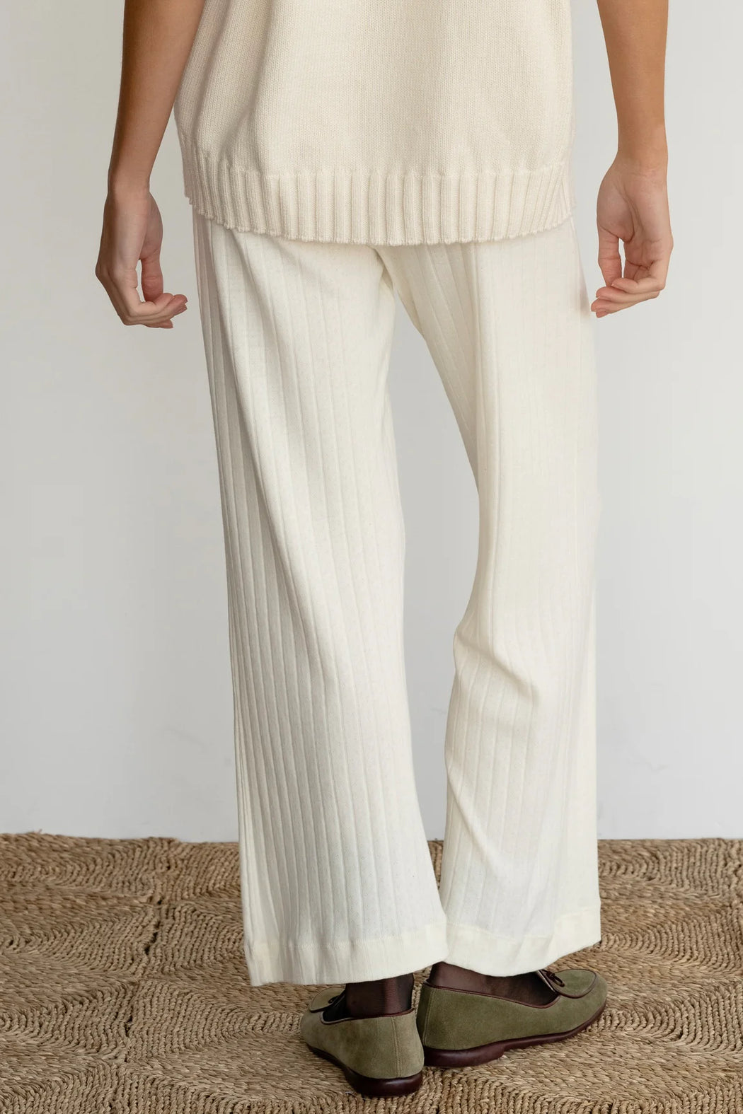 The Pointelle Simple Crop Pant | Cream
