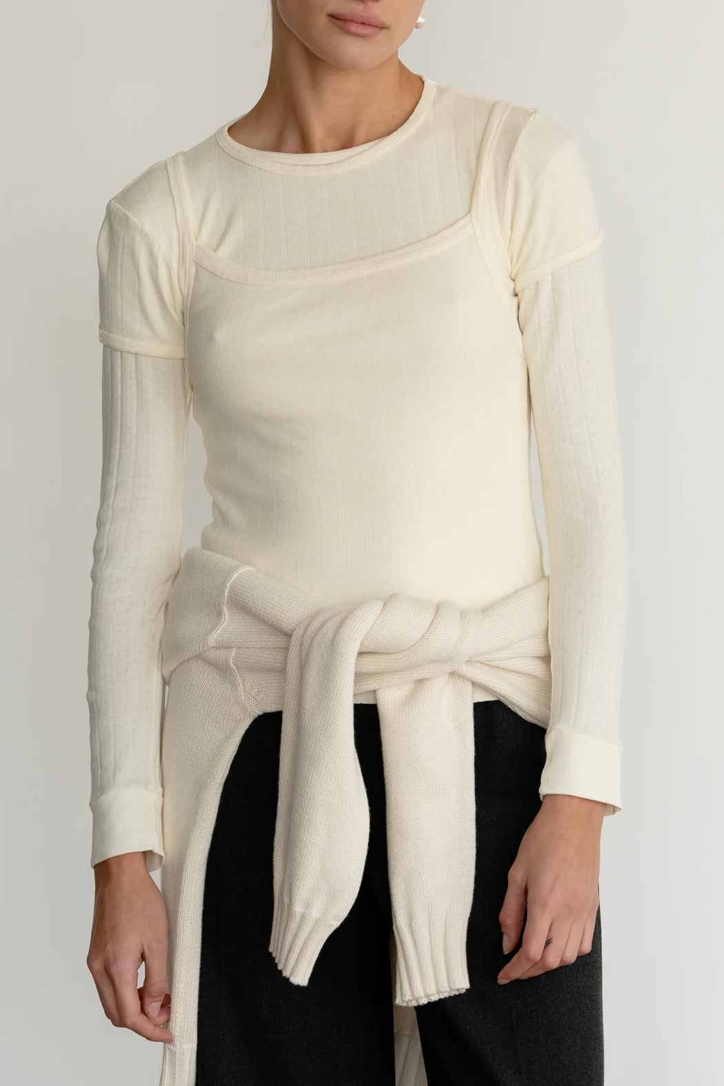 The Pointelle Square Neck Tank | Creme