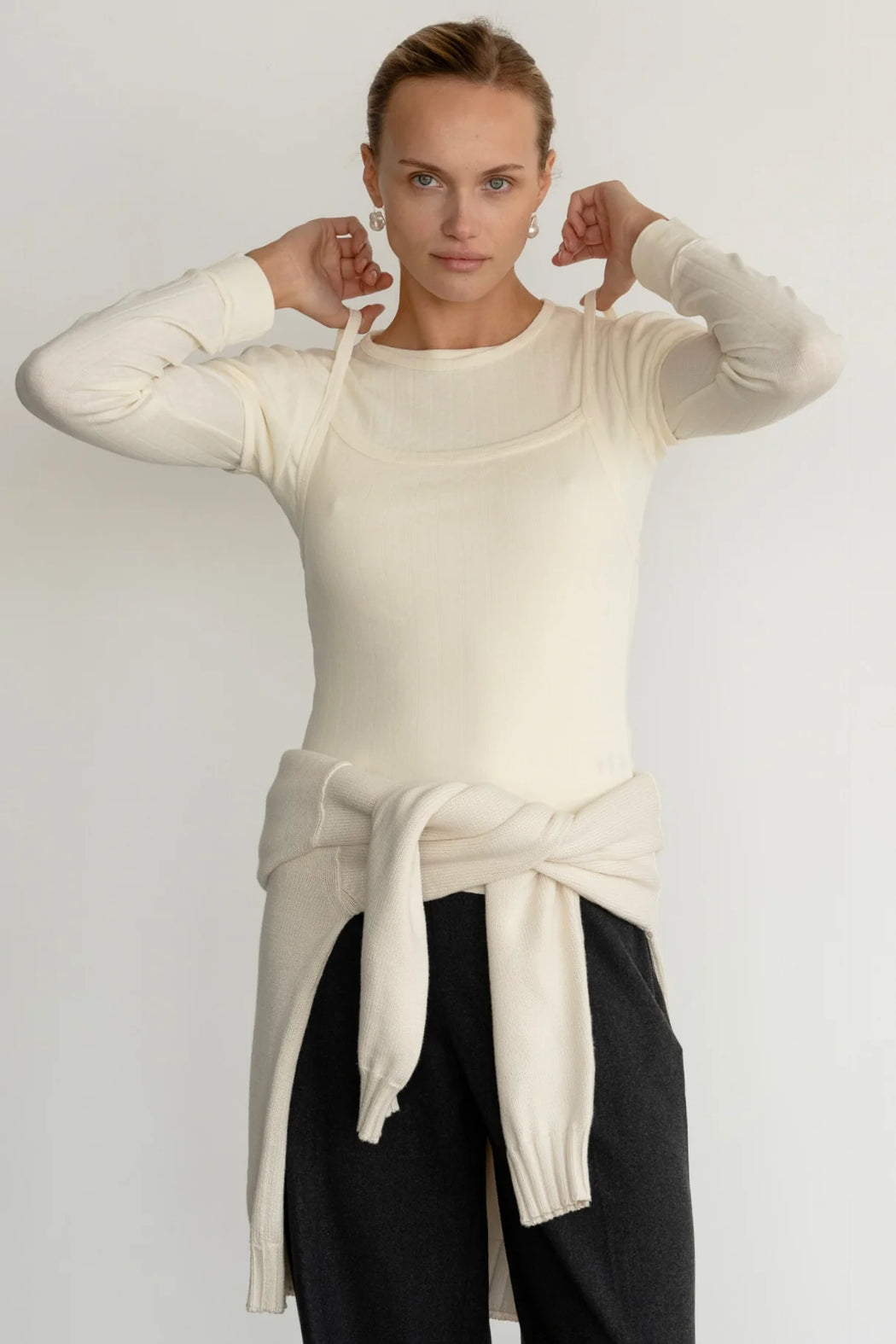 The Pointelle Square Neck Tank | Creme