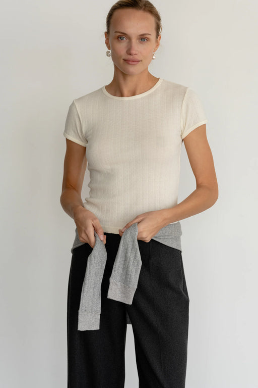 Pointelle Baby Tee | Creme