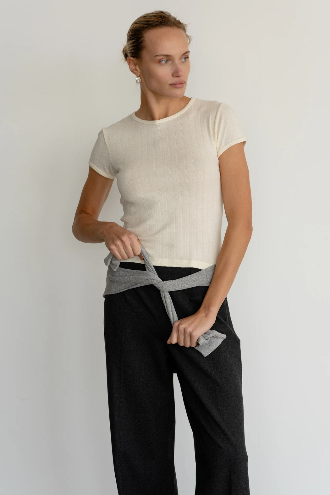 Pointelle Baby Tee | Creme