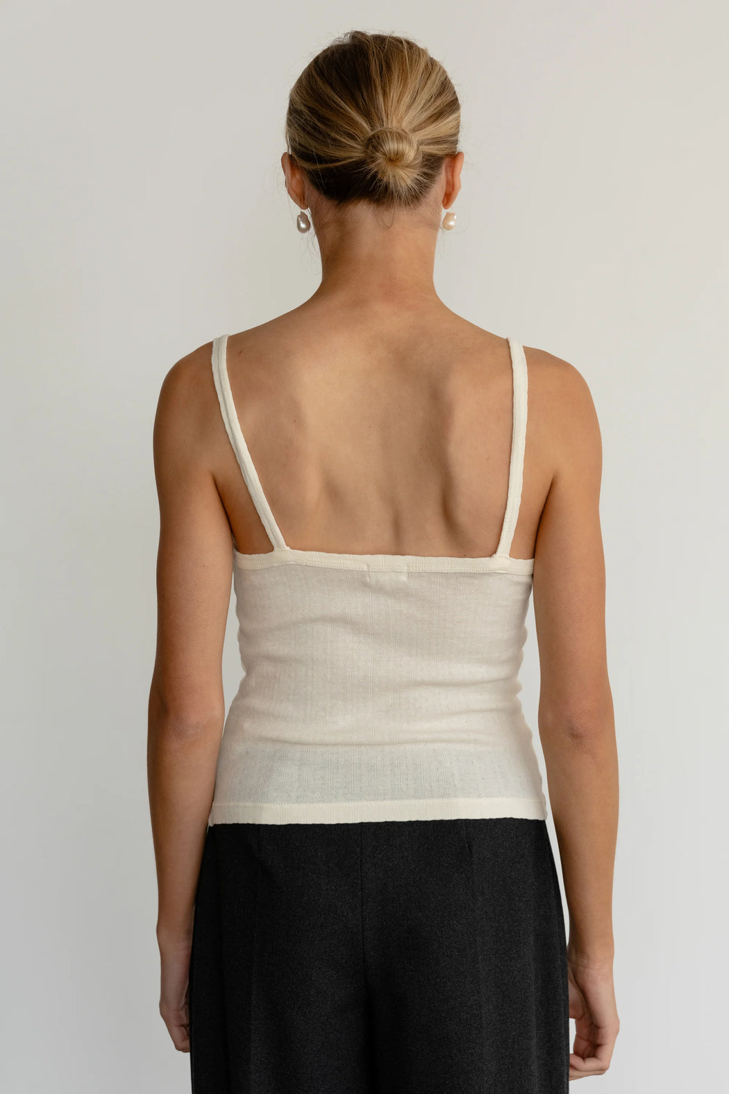 The Pointelle Square Neck Tank | Creme