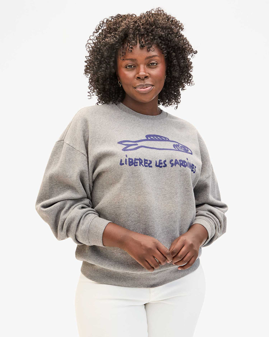 Liberez Les Sardines | Oversized Sweatshirt Grey & Navy