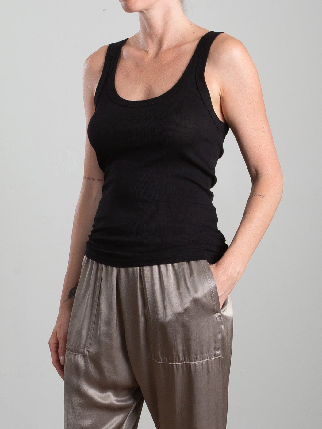 Cass Tank in Light Weight Rib | Black