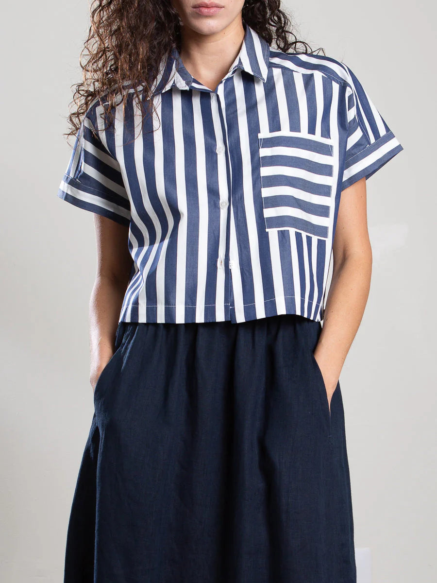 Zoey Shirt Cotton Stripe | Navy