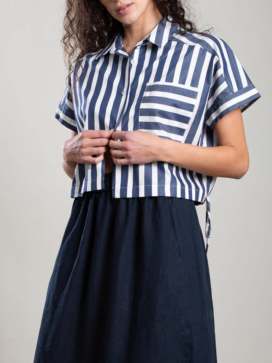 Zoey Shirt Cotton Stripe | Navy