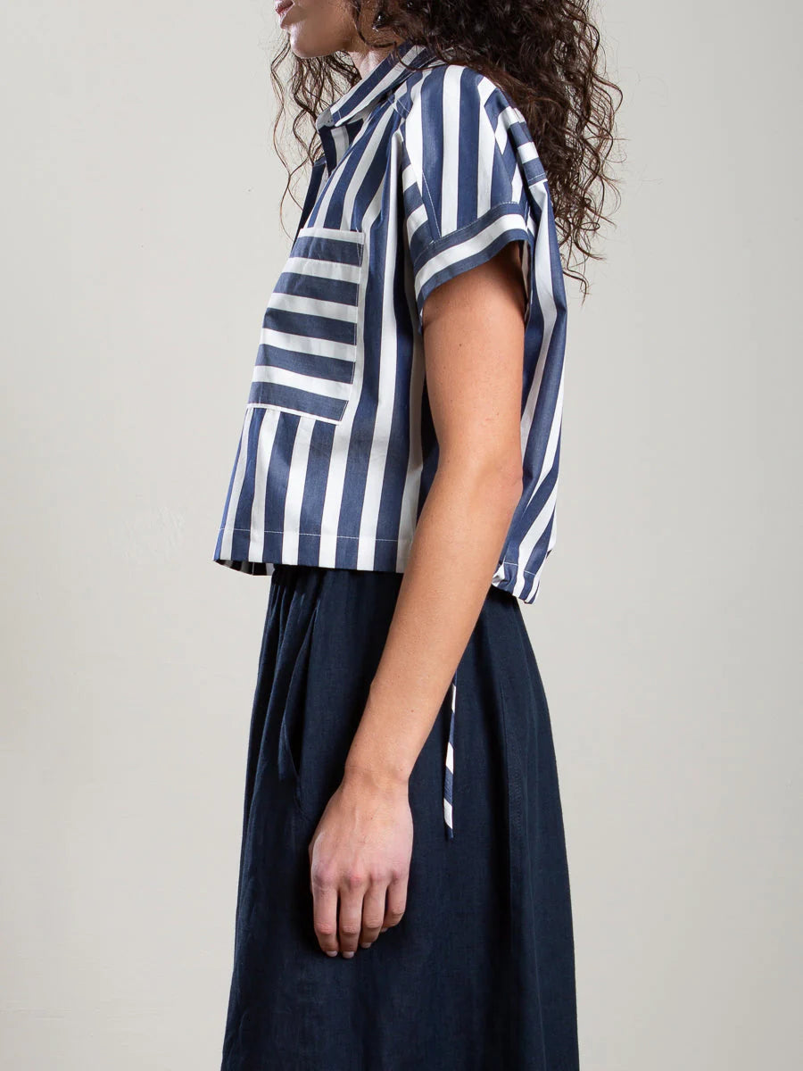 Zoey Shirt Cotton Stripe | Navy