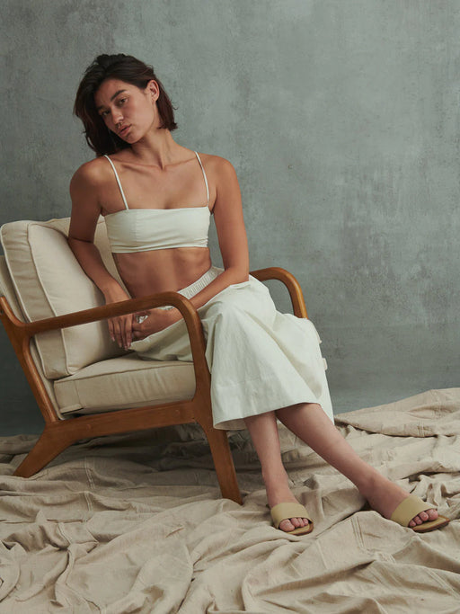 Toga Bralette in Faux Leather | Ivory