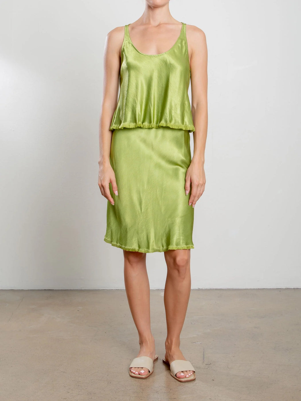 Ani Skirt in Vintage Satin | Lime