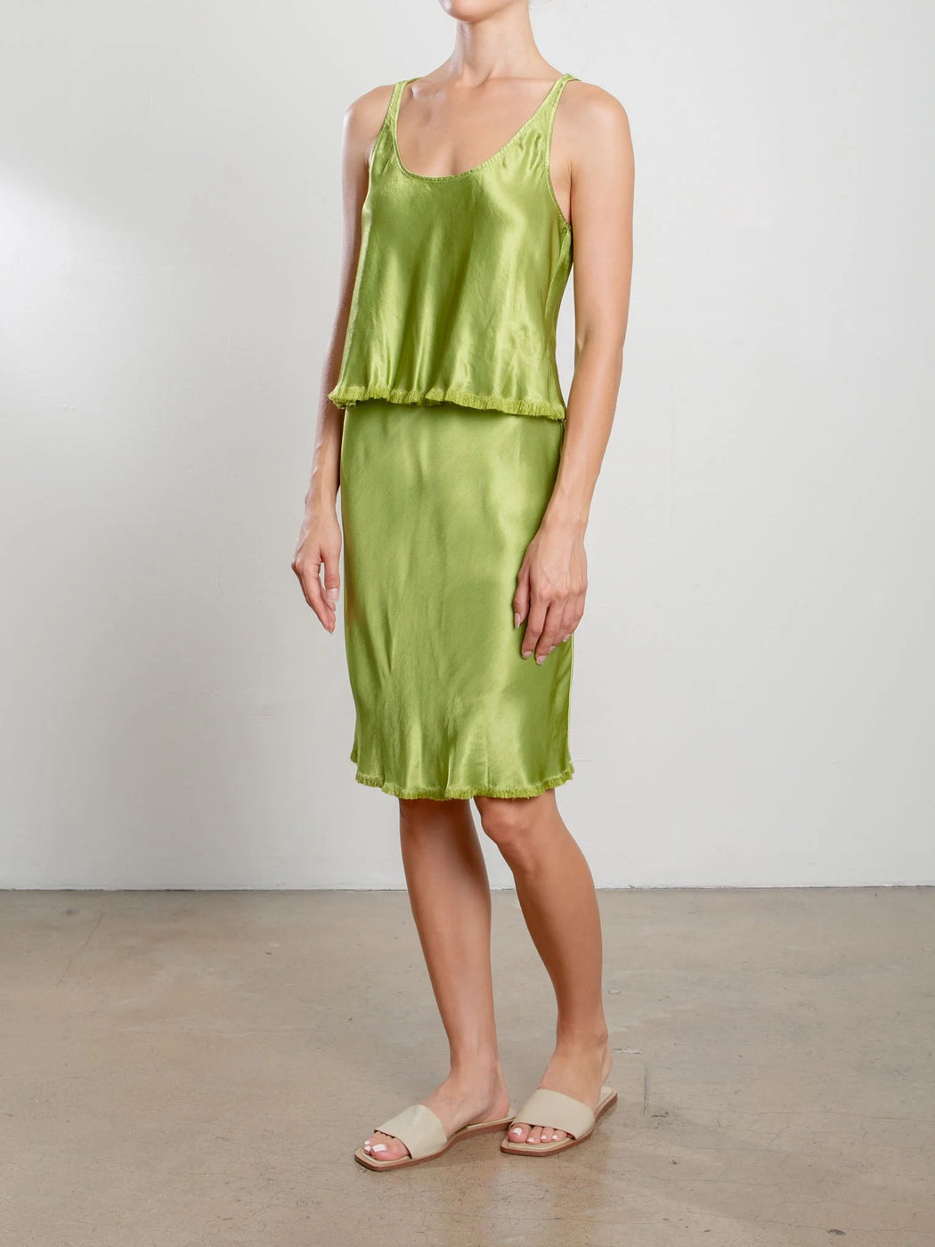 Ani Skirt in Vintage Satin | Lime