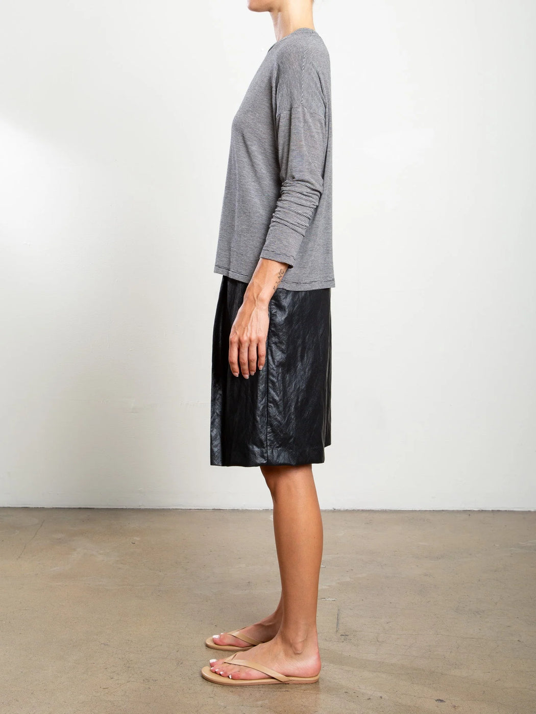 Inez Short in Faux Leather | Black