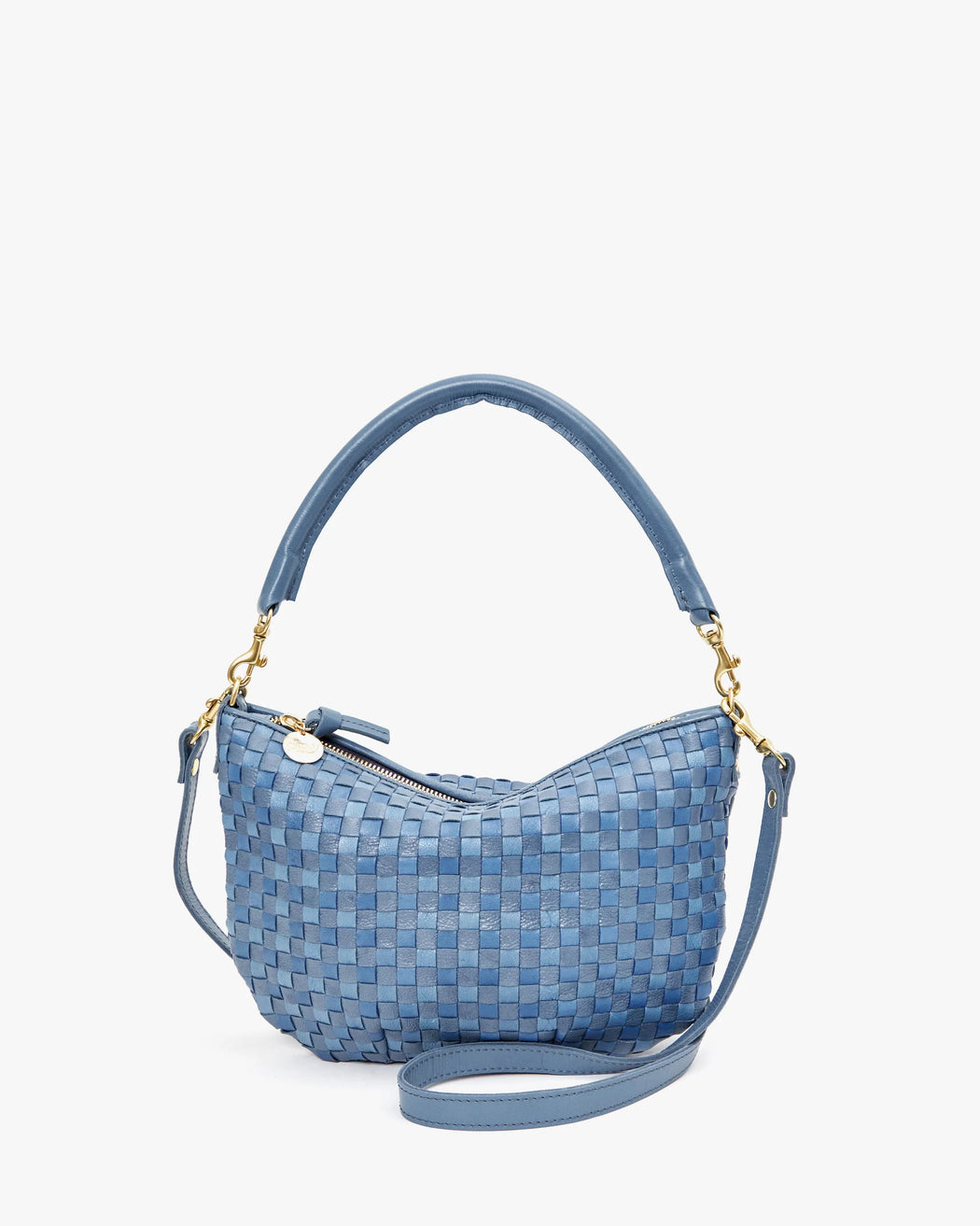 Petit Moyen Messenger l Light Blue Woven Checker