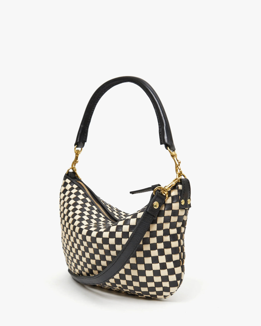 Petit Moyen Messenger l Black & White Woven Checker