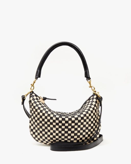 Petit Moyen Messenger l Black & White Woven Checker