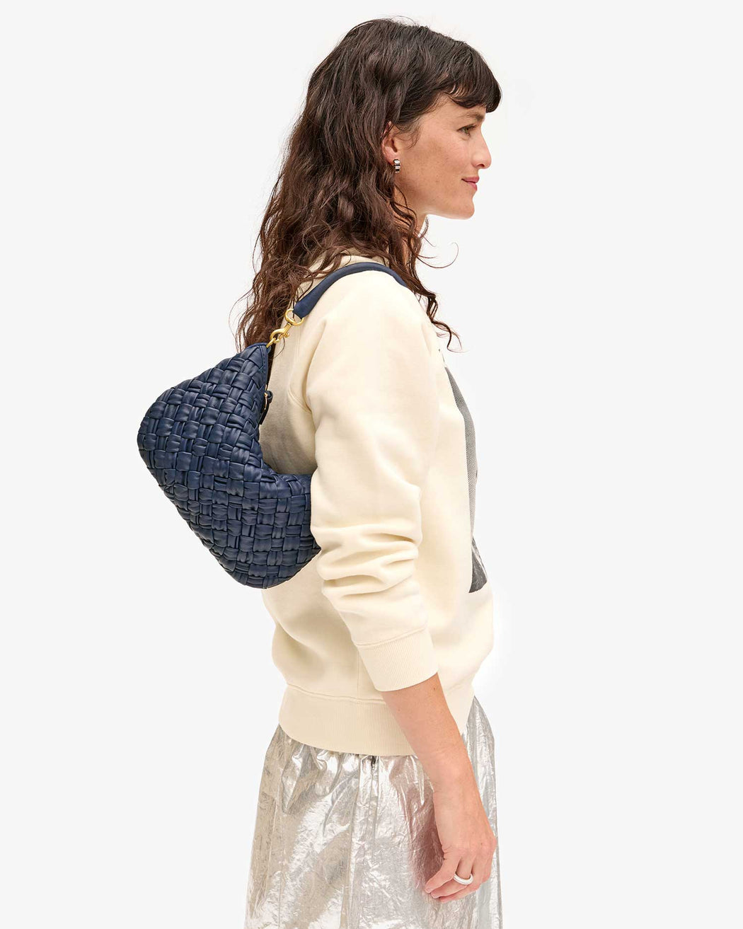 Petit Moyen Messenger l Navy Puffy Woven