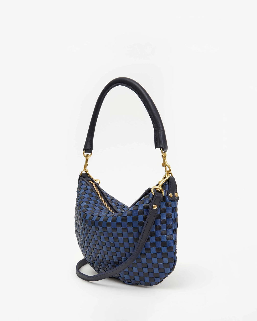 Petit Moyen Messenger Woven Checker l Dark Blue