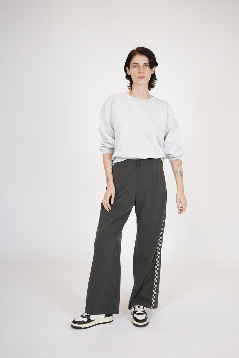 Wide Leg Slater Pant | Checkerboard Washed Black