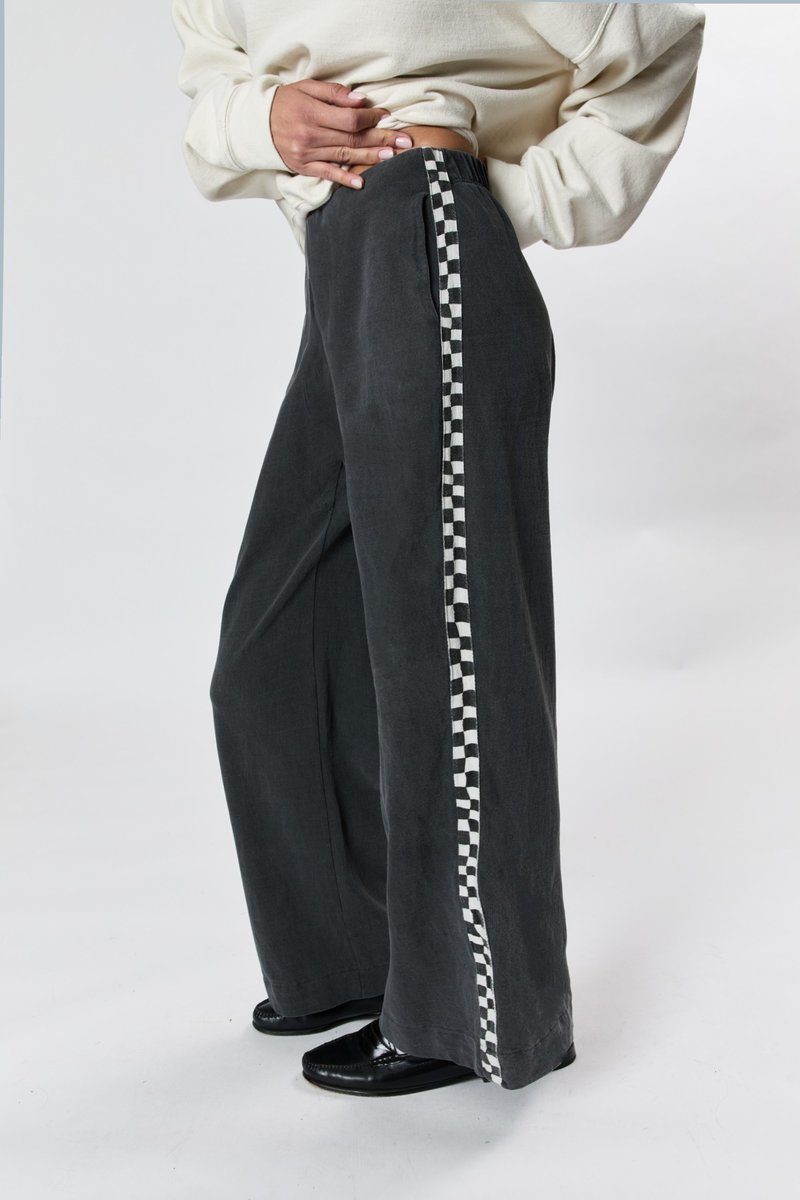 Wide Leg Slater Pant | Checkerboard Washed Black