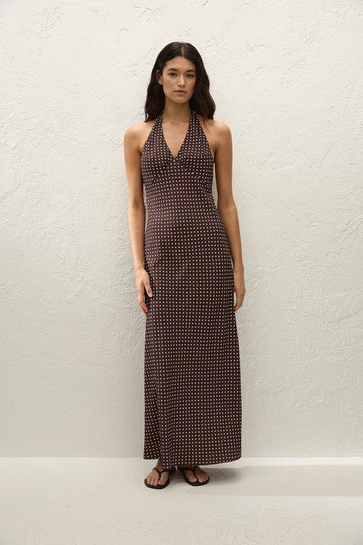 Rosa Maxi Dress|  Polkadot Chocolate Plum