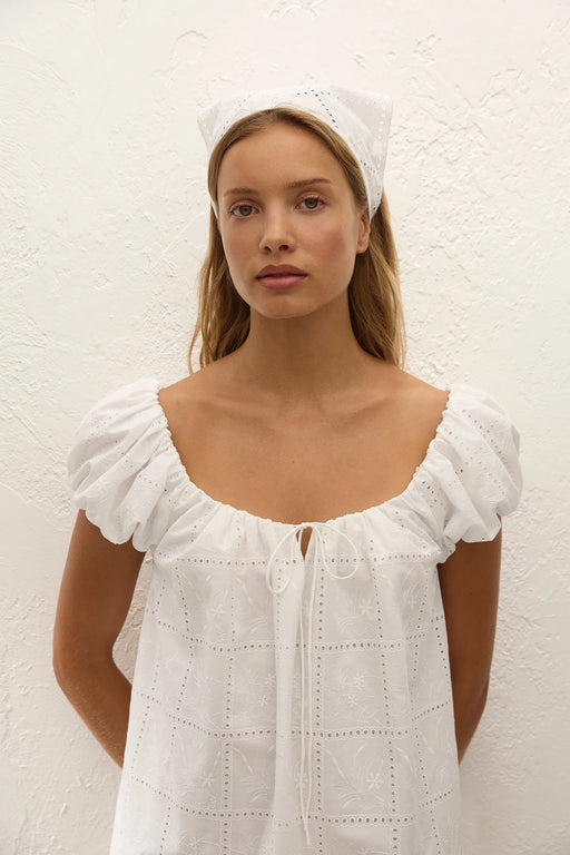 Clementina Head Scarf Handkerchief | Broderie White