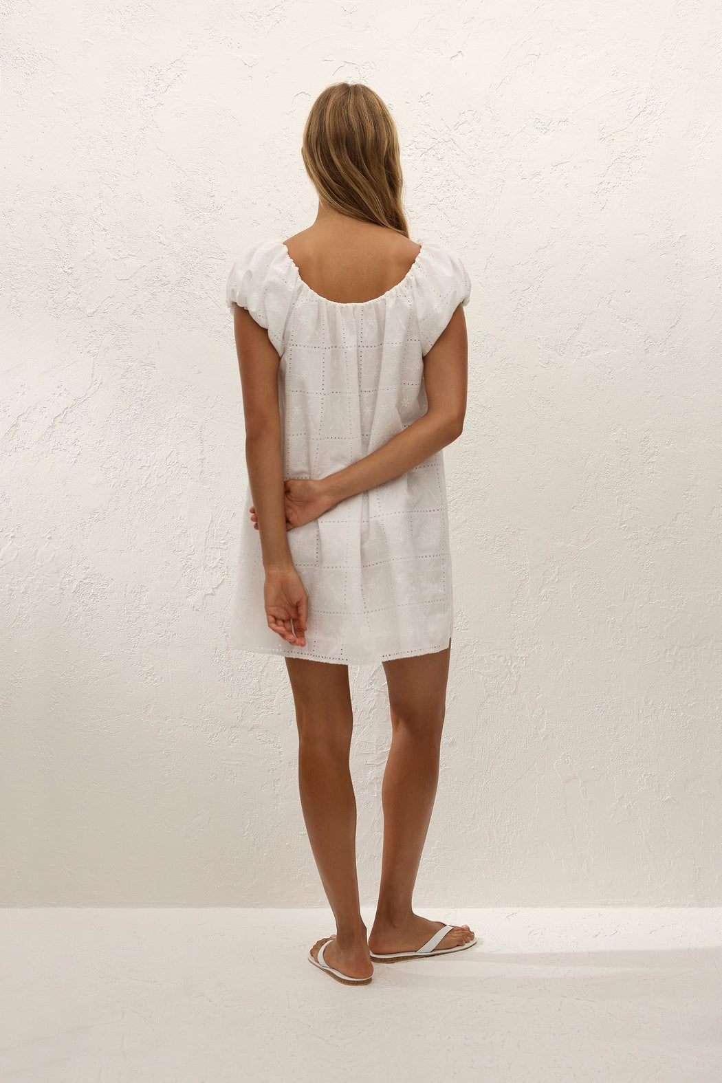 Clementina Mini Dress | Lucy Broderie White