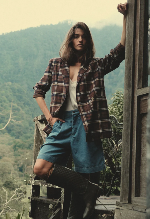 Odilla Plaid Blazer | Chocolate / Navy Check