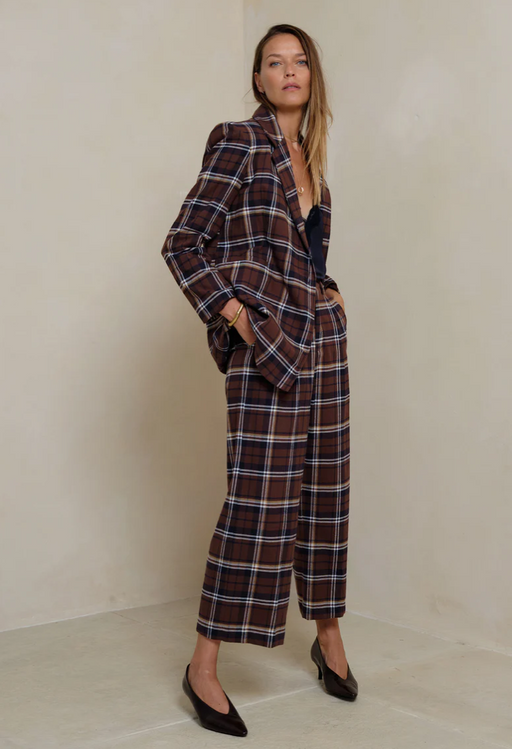 Odilla Plaid Blazer | Chocolate / Navy Check