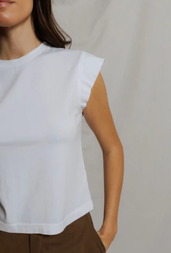 Cher Cap Sleeve Tee | White