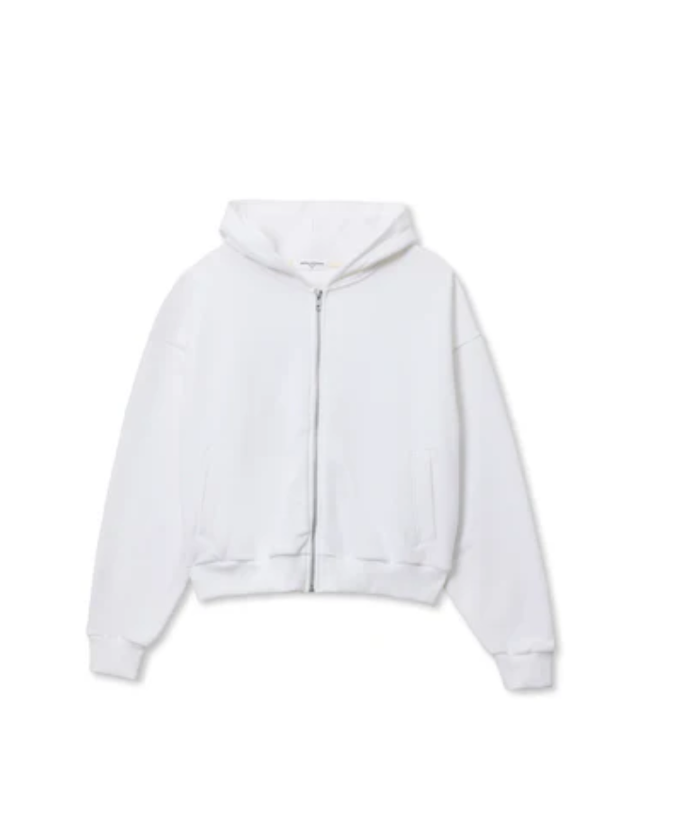 Sean Cropped Zip Up | White French Terry