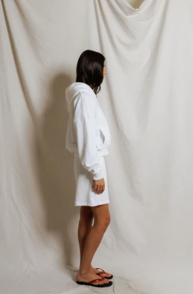 Sean Cropped Zip Up | White French Terry