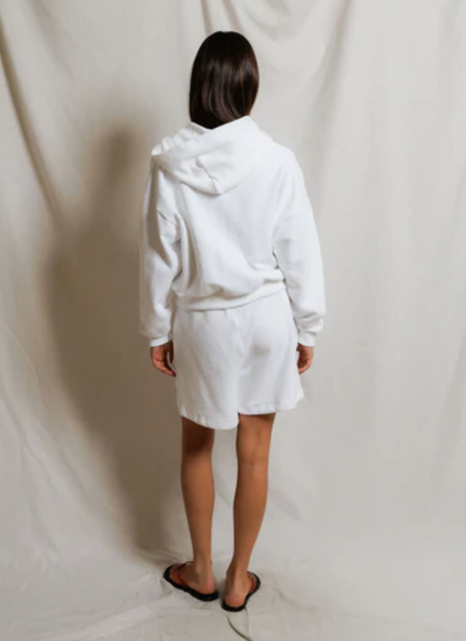 Sean Cropped Zip Up | White French Terry