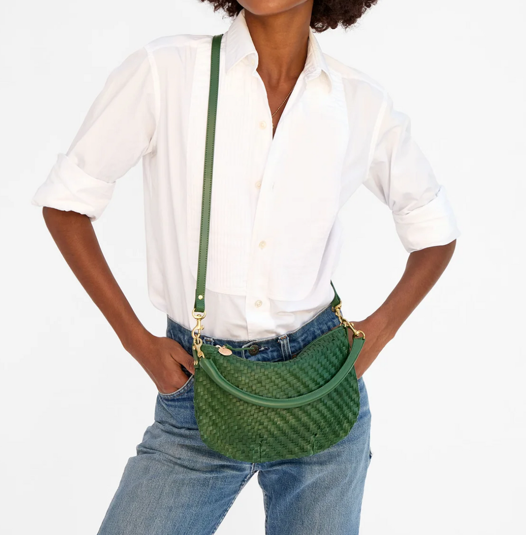 Petit Moyen Messenger | Woven Zig-Zag Evergreen