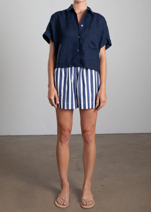 Poppy Short in Cotton Stripe | Navy