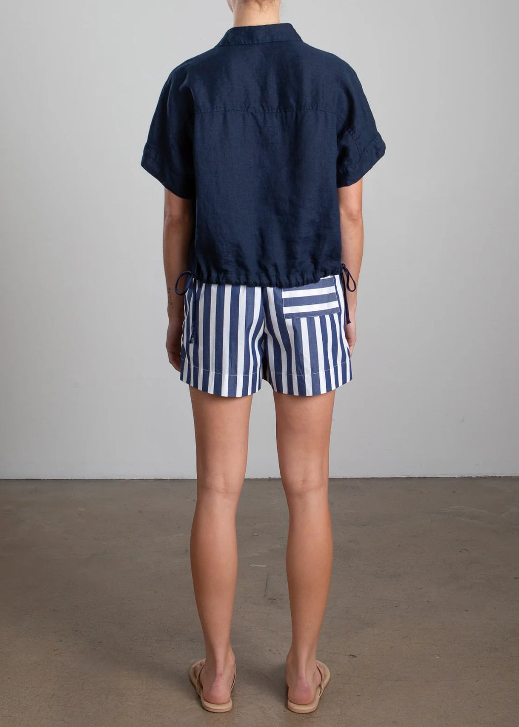 Poppy Short in Cotton Stripe | Navy