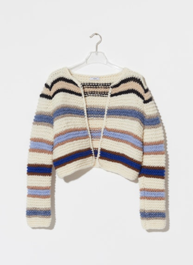 Light Alpaca Striped Jacket | Crème