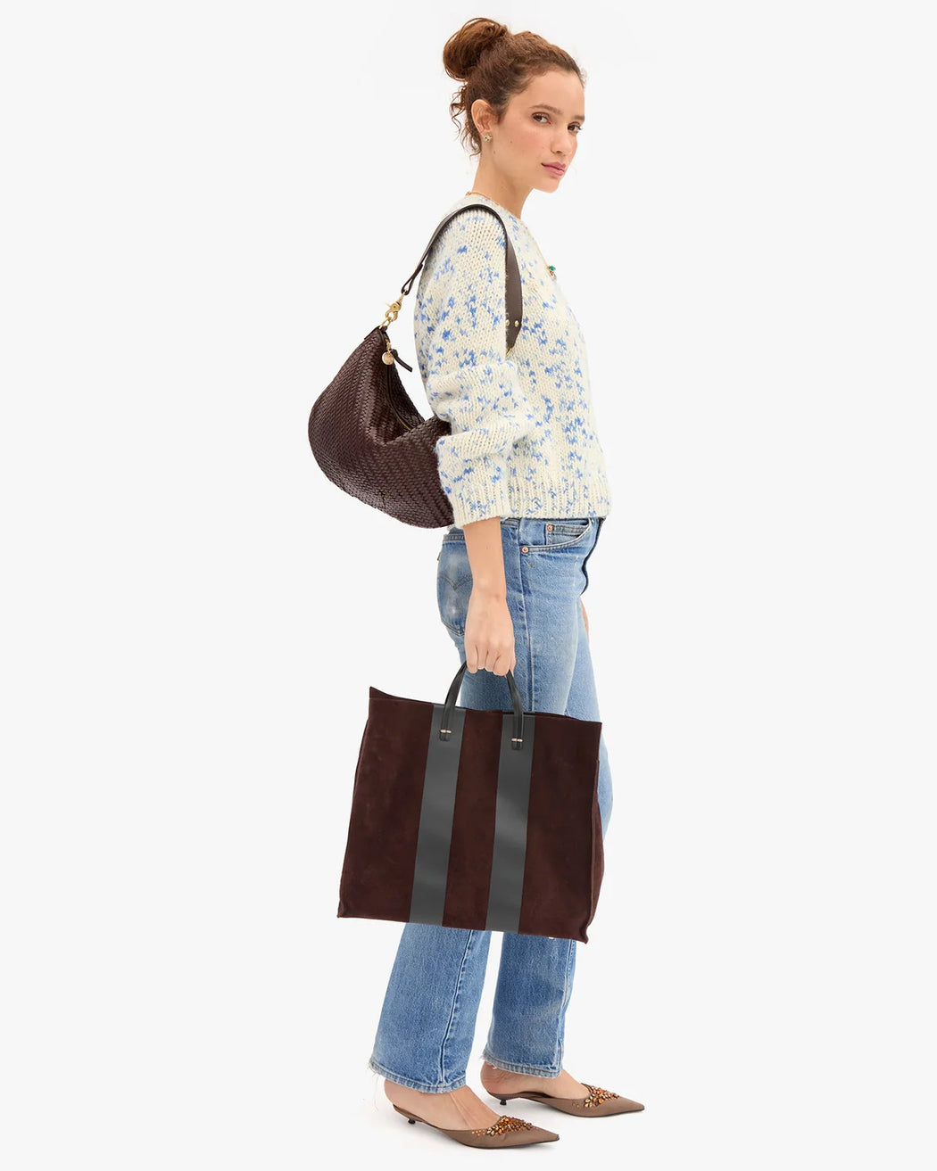Simple Tote | Suede w/Racing Stripes