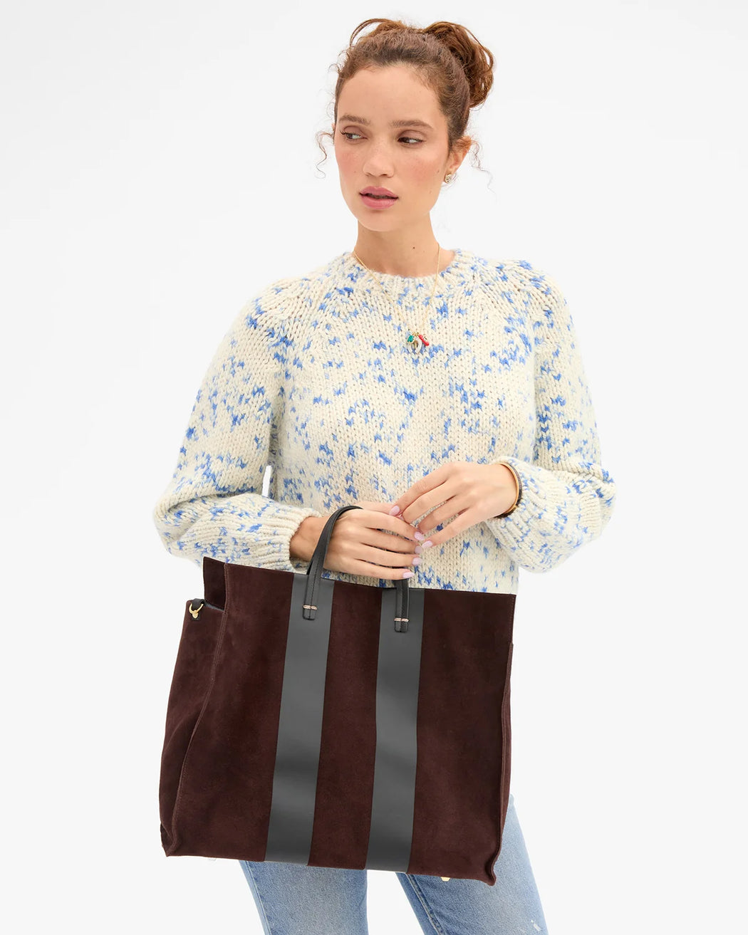 Simple Tote | Suede w/Racing Stripes