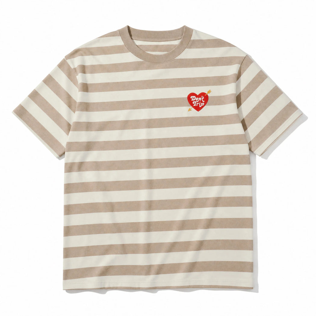 Heart & Arrow Striped Tee | Cream & Tan
