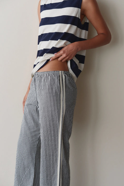 The Cotton Gingham Stripe Crop Pant | Jet