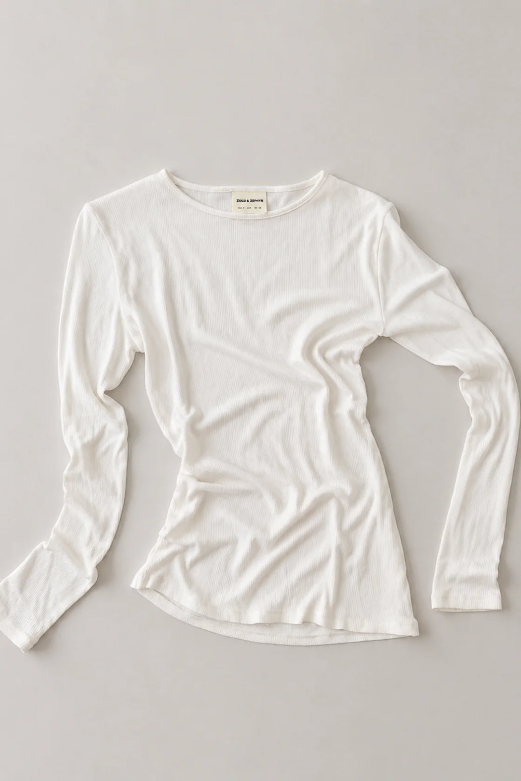 Rib Hemp Jersey Long Sleeve Top | White