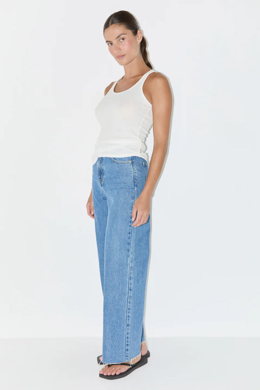 Rib Hemo Jersey Tank | White