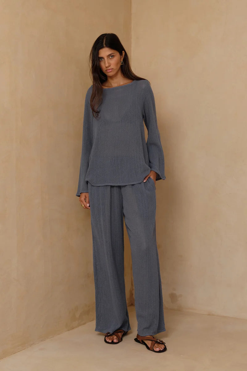 Allegra Mesh Top | Storm Blue