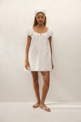 Clementina Mini Dress | Lucy Broderie White