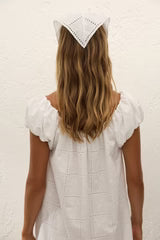 Clementina Head Scarf Handkerchief | Broderie White
