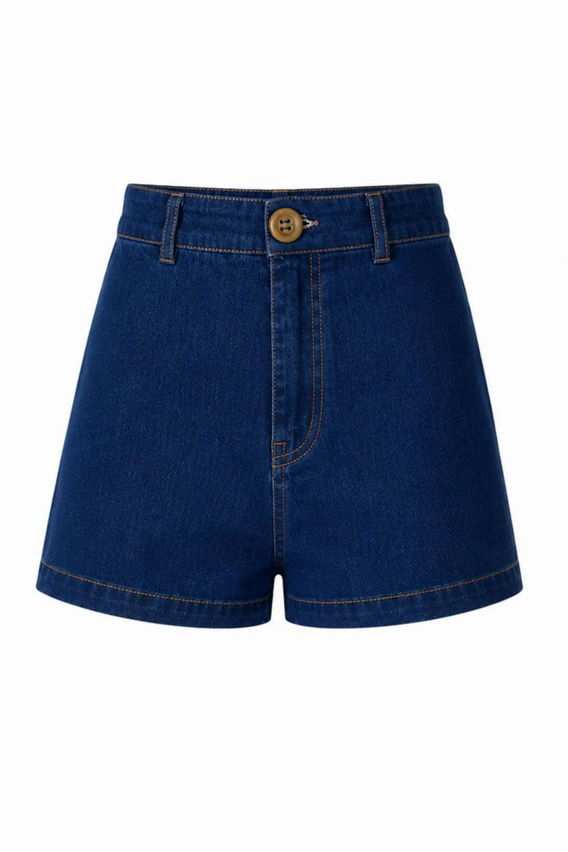 Echinacea Denim Short | Dark Blue