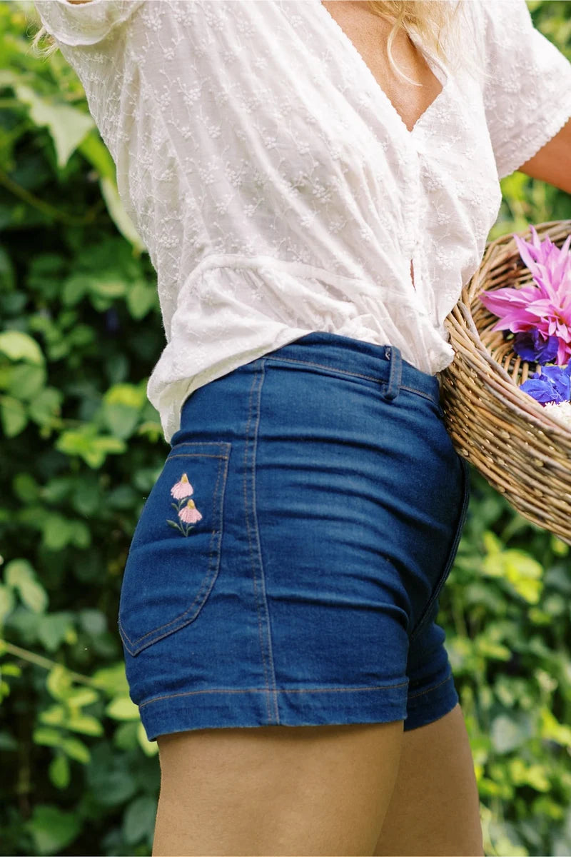 Echinacea Denim Short | Dark Blue